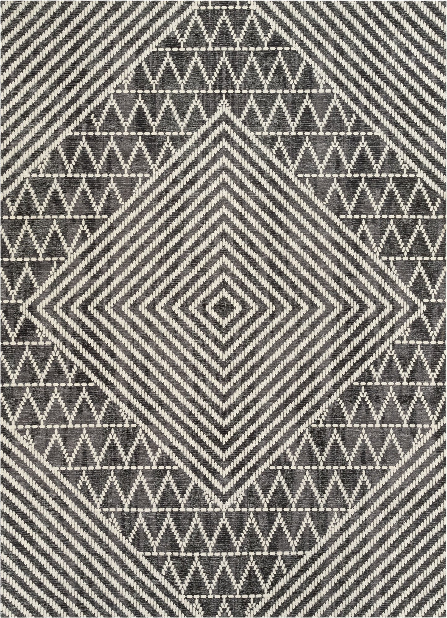 Kapa Contemporary Geometric Chevron Stripes Grey Kilim-Style Rug CHA-87