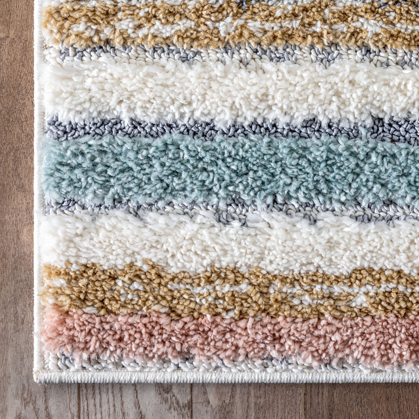 Proteus Modern Stripes Light Blue High-Low Shag Rug DEL-46