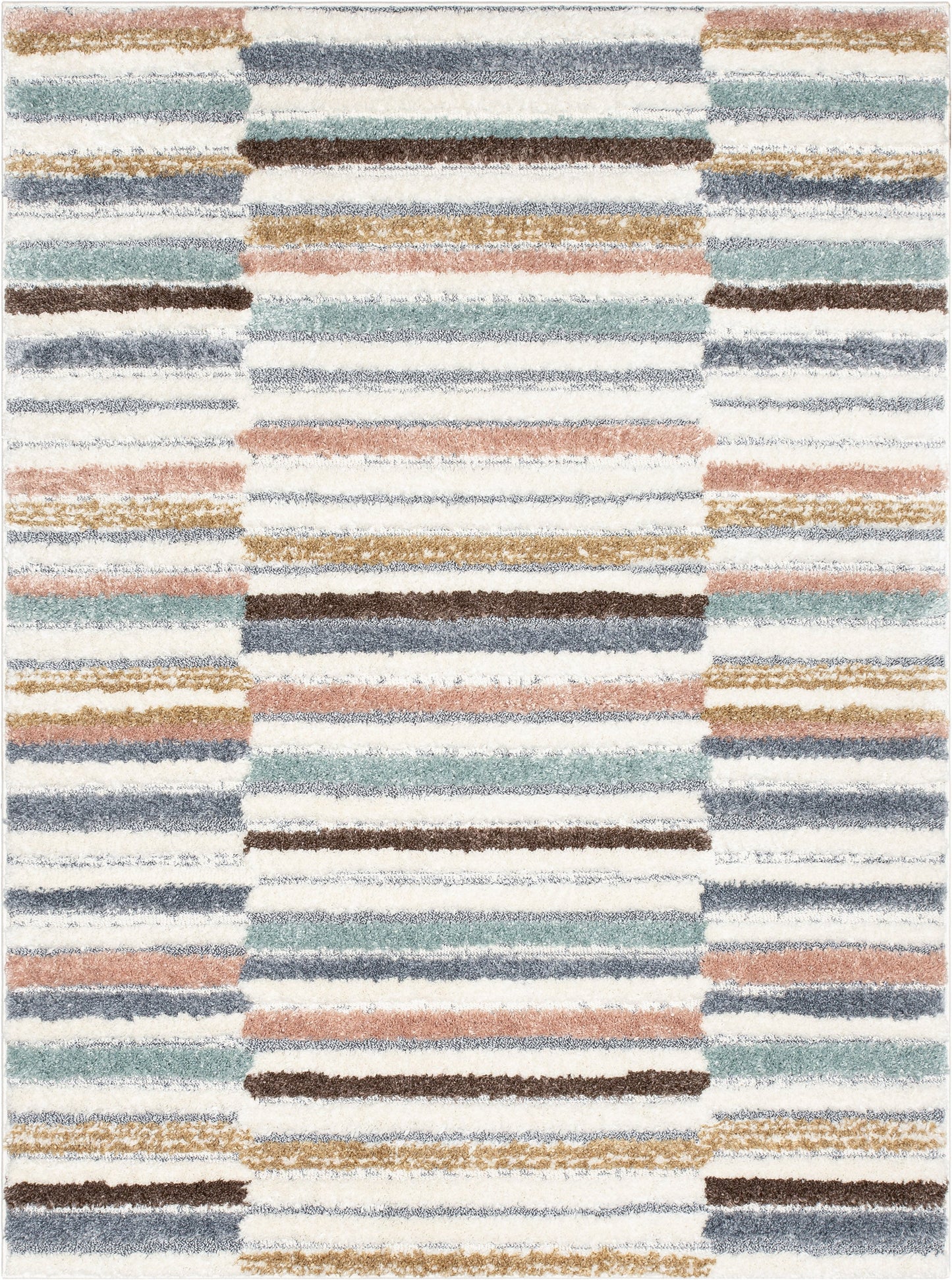 Proteus Modern Stripes Light Blue High-Low Shag Rug DEL-46