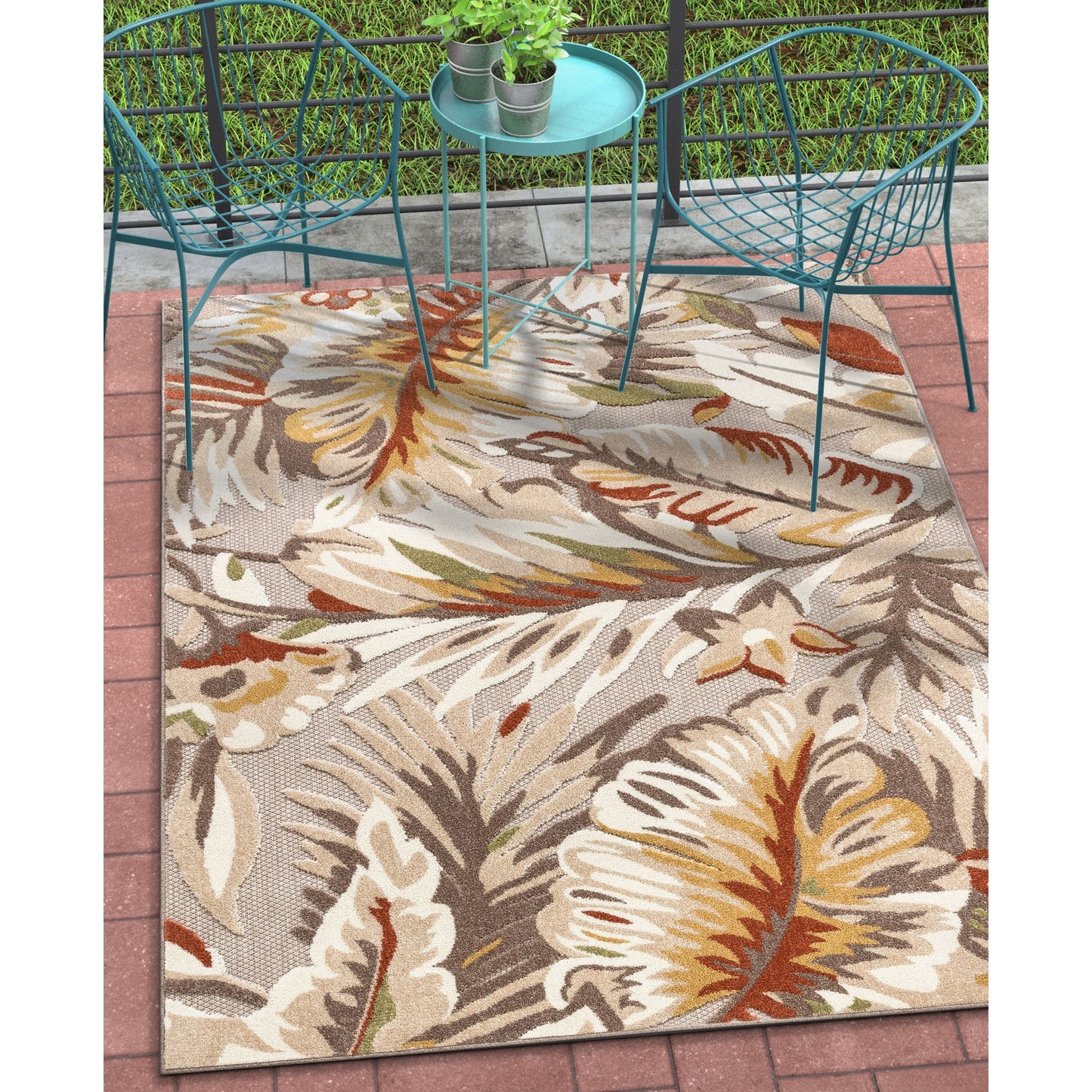 Wilmington Beige Modern Tropical Indoor Outdoor Rug DO-112