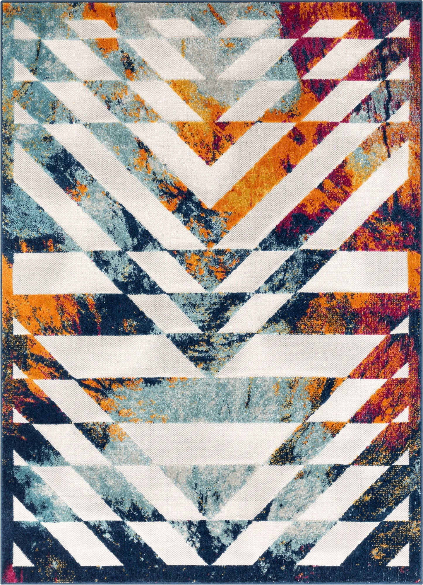 Carmen Geometric Chevron Bold Multi-Color Multi Indoor/Outdoor High-Low Rug DO-301