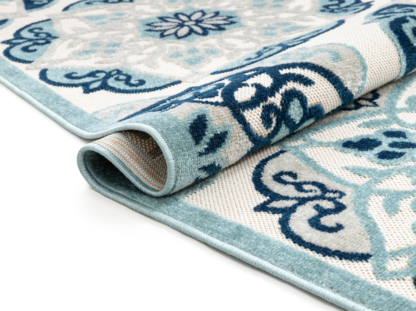 Cabo Bold Floral Blue Indoor/Outdoor High-Low Rug DO-334