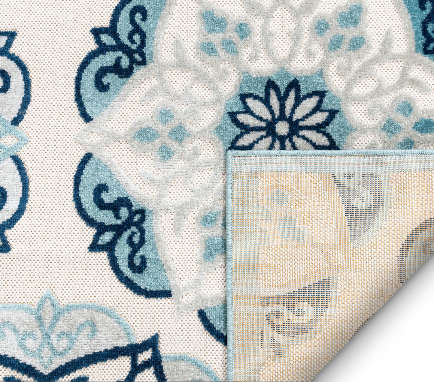 Cabo Bold Floral Blue Indoor/Outdoor High-Low Rug DO-334