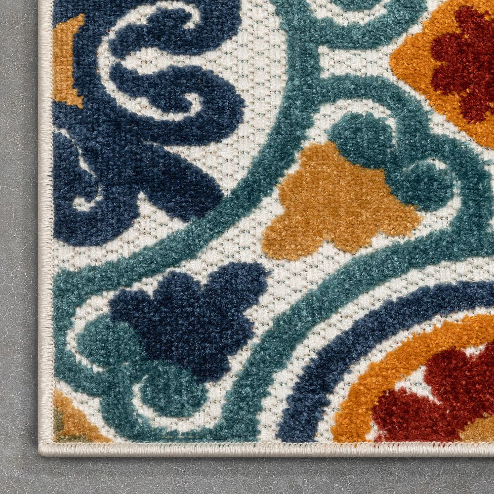 Audun Modern Geometric Indoor/Outdoor Blue High-Low Rug DO-404