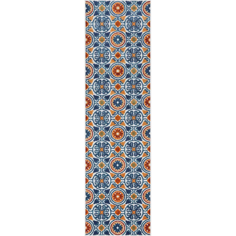 Audun Modern Geometric Indoor/Outdoor Blue High-Low Rug DO-404