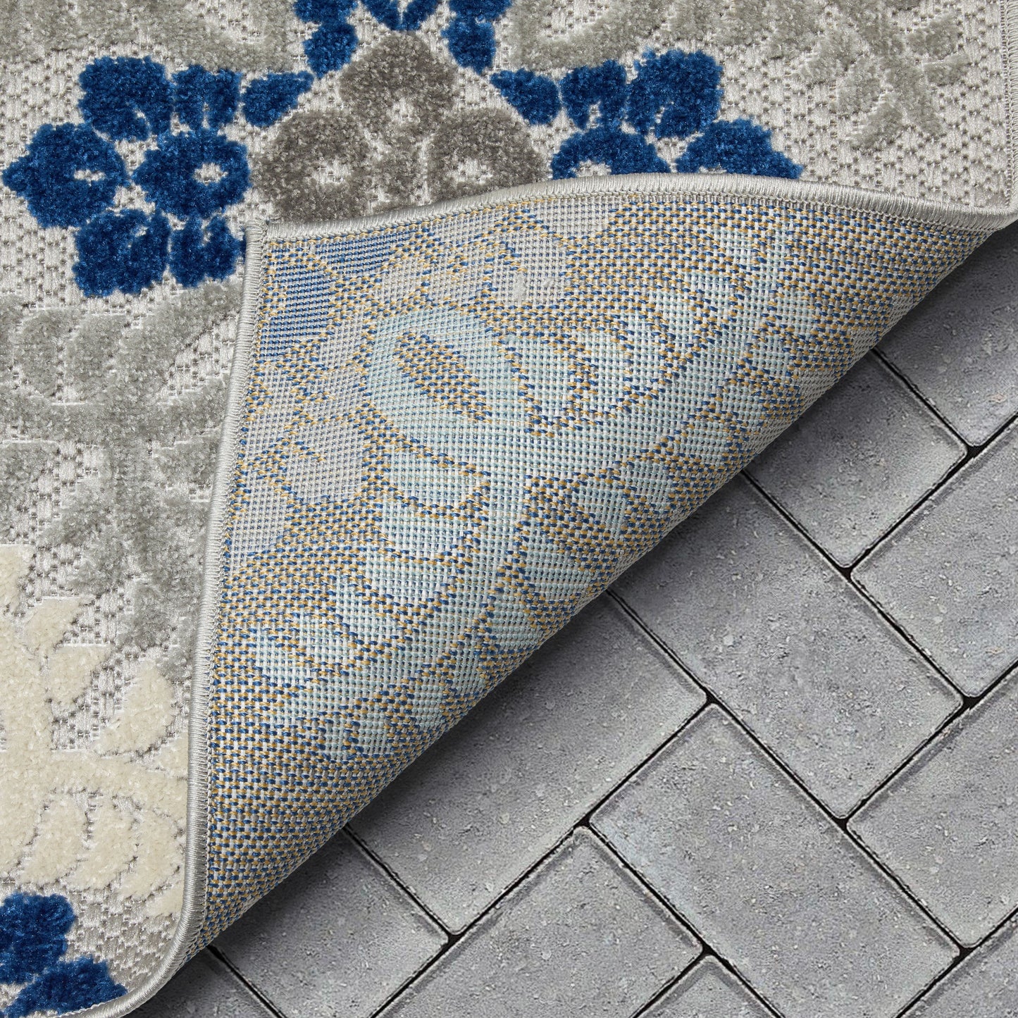 Loewy Modern Geometric Indoor/Outdoor Blue High-Low Rug DO-424