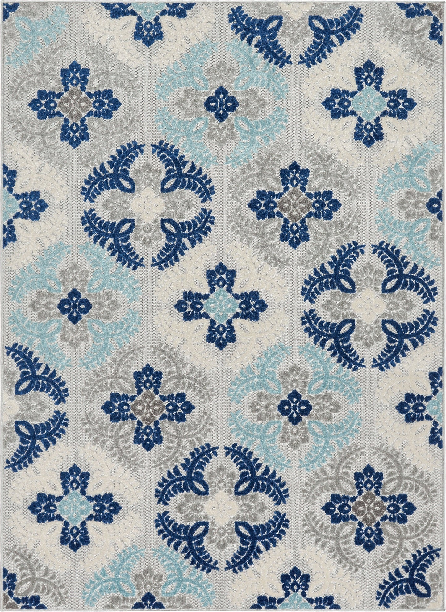 Loewy Modern Geometric Indoor/Outdoor Blue High-Low Rug DO-424