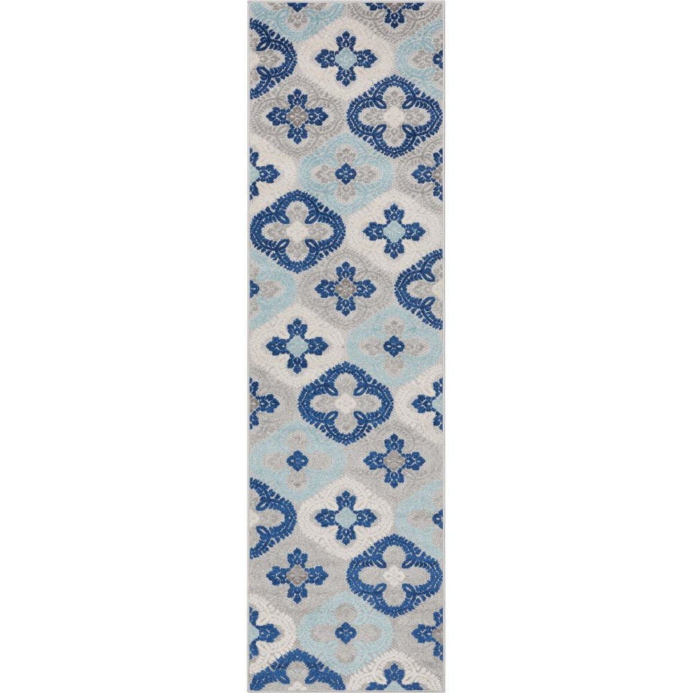 Loewy Modern Geometric Indoor/Outdoor Blue High-Low Rug DO-424