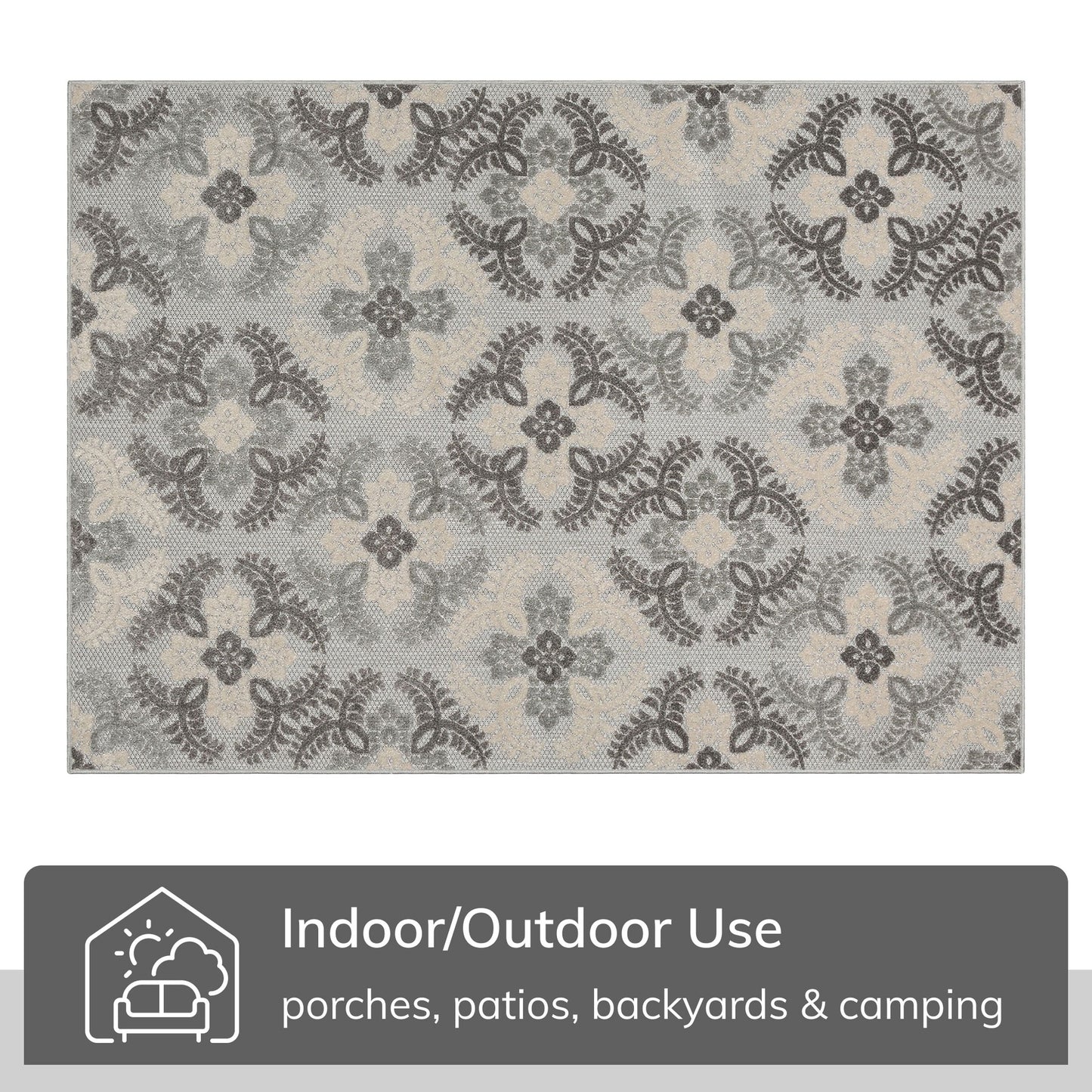 Loewy Modern Geometric Indoor/Outdoor Grey High-Low Rug DO-437