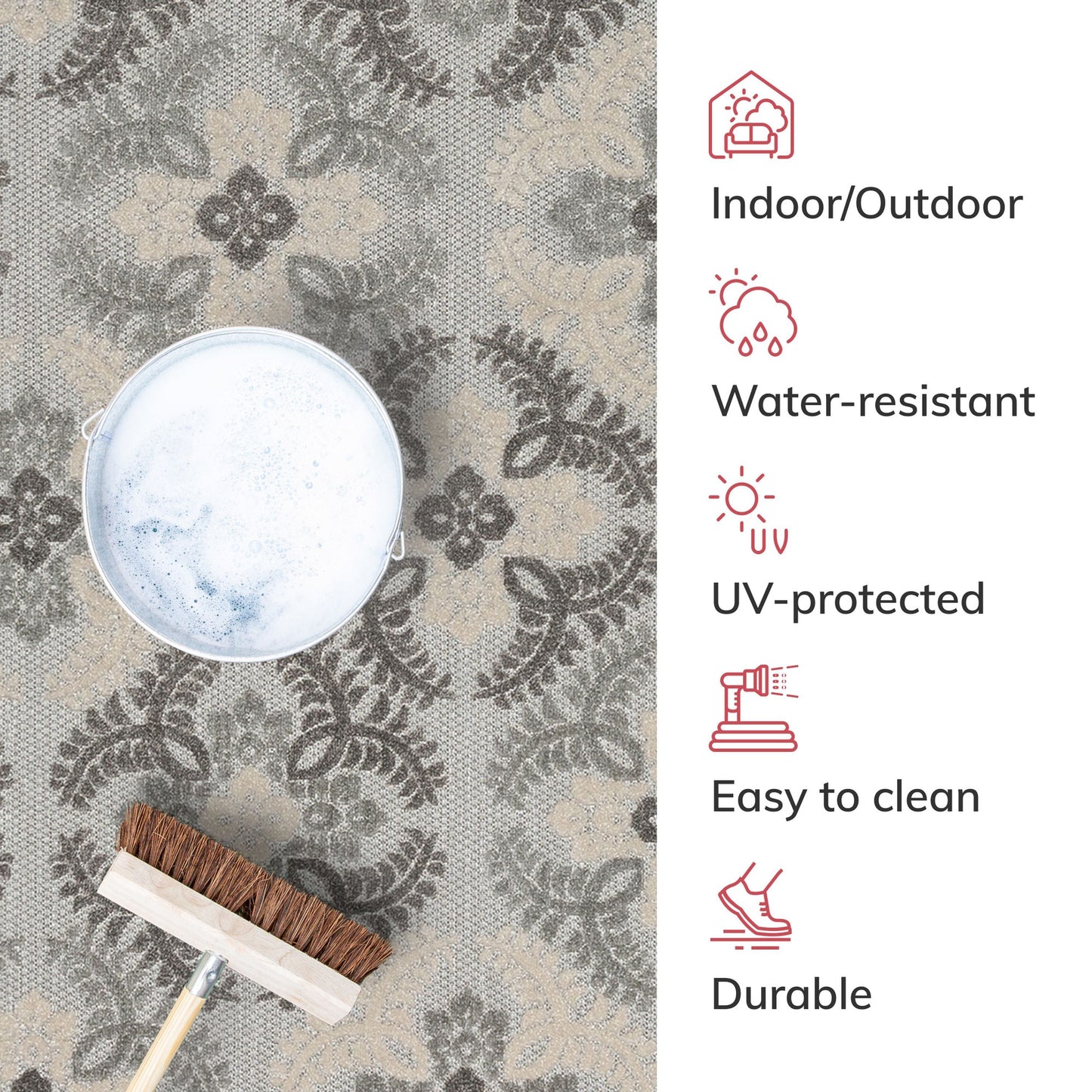 Loewy Modern Geometric Indoor/Outdoor Grey High-Low Rug DO-437
