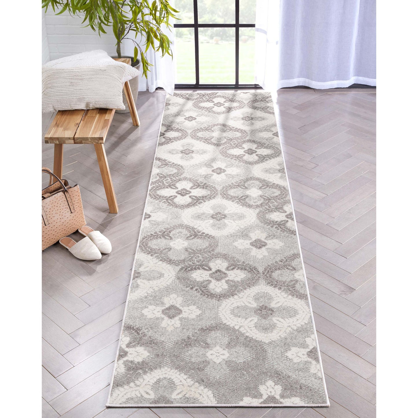 Loewy Modern Geometric Indoor/Outdoor Grey High-Low Rug DO-437