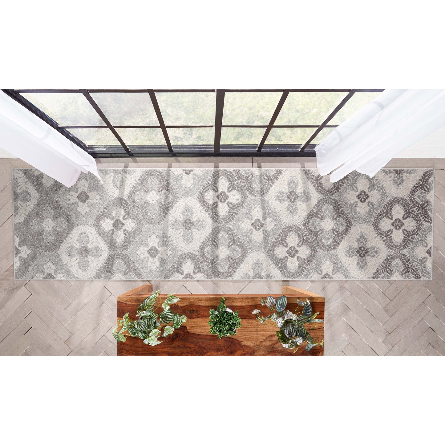 Loewy Modern Geometric Indoor/Outdoor Grey High-Low Rug DO-437