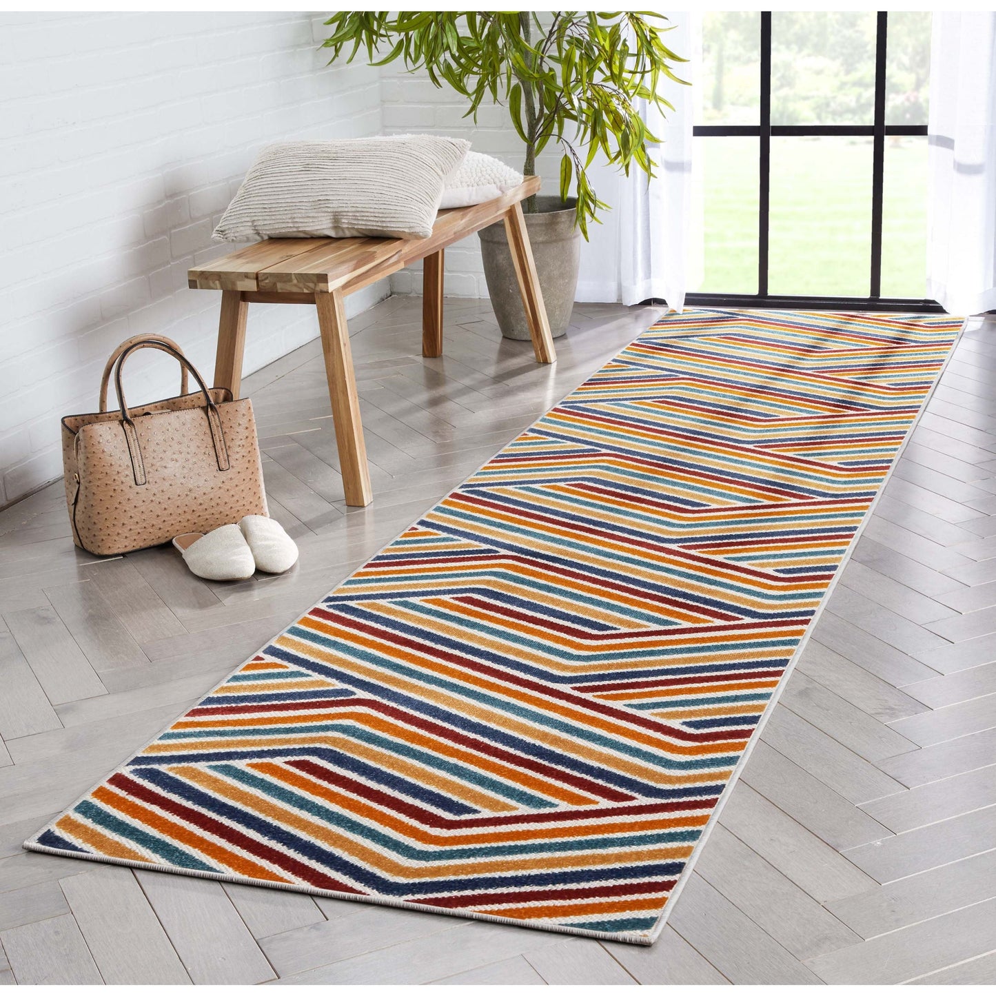 Neema Modern Floral Indoor/Outdoor Terracotta High-Low Rug DO-440