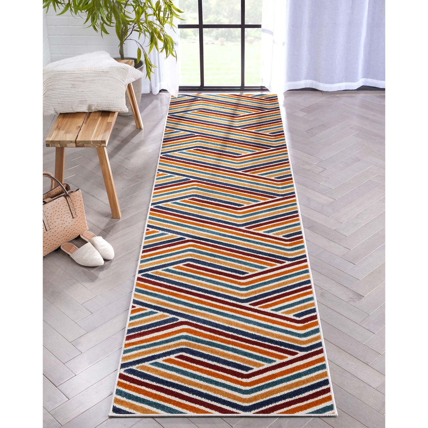 Neema Modern Floral Indoor/Outdoor Terracotta High-Low Rug DO-440