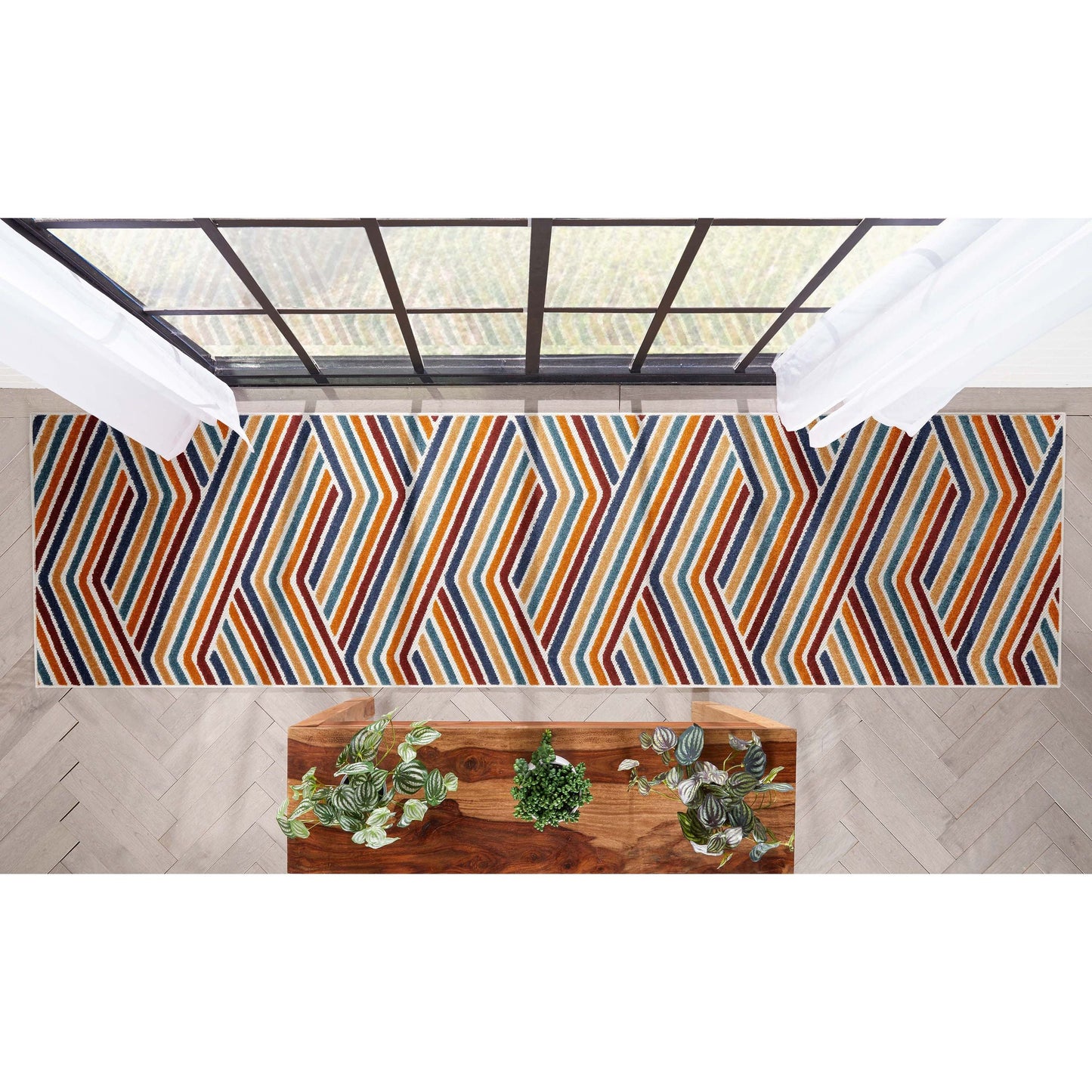 Neema Modern Floral Indoor/Outdoor Terracotta High-Low Rug DO-440