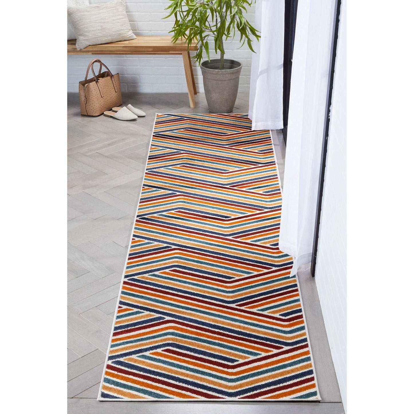 Neema Modern Floral Indoor/Outdoor Terracotta High-Low Rug DO-440