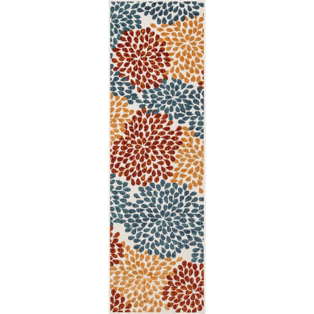 Senna Modern Floral Indoor/Outdoor Ivory High-Low Rug DO-462