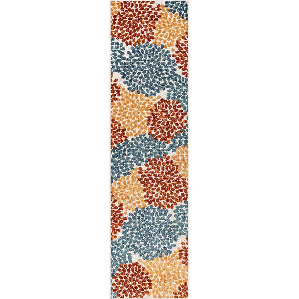 Senna Modern Floral Indoor/Outdoor Ivory High-Low Rug DO-462