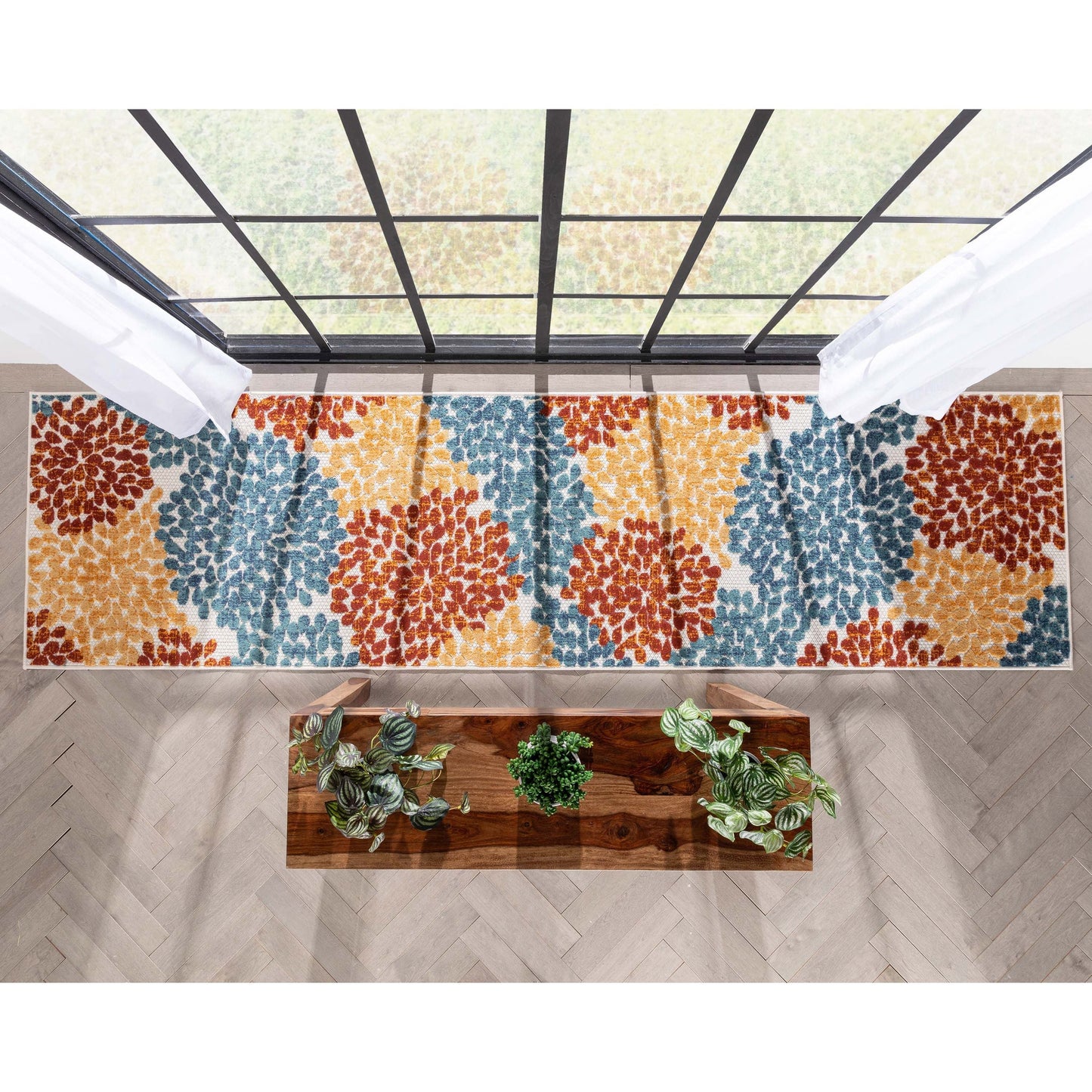 Senna Modern Floral Indoor/Outdoor Ivory High-Low Rug DO-462
