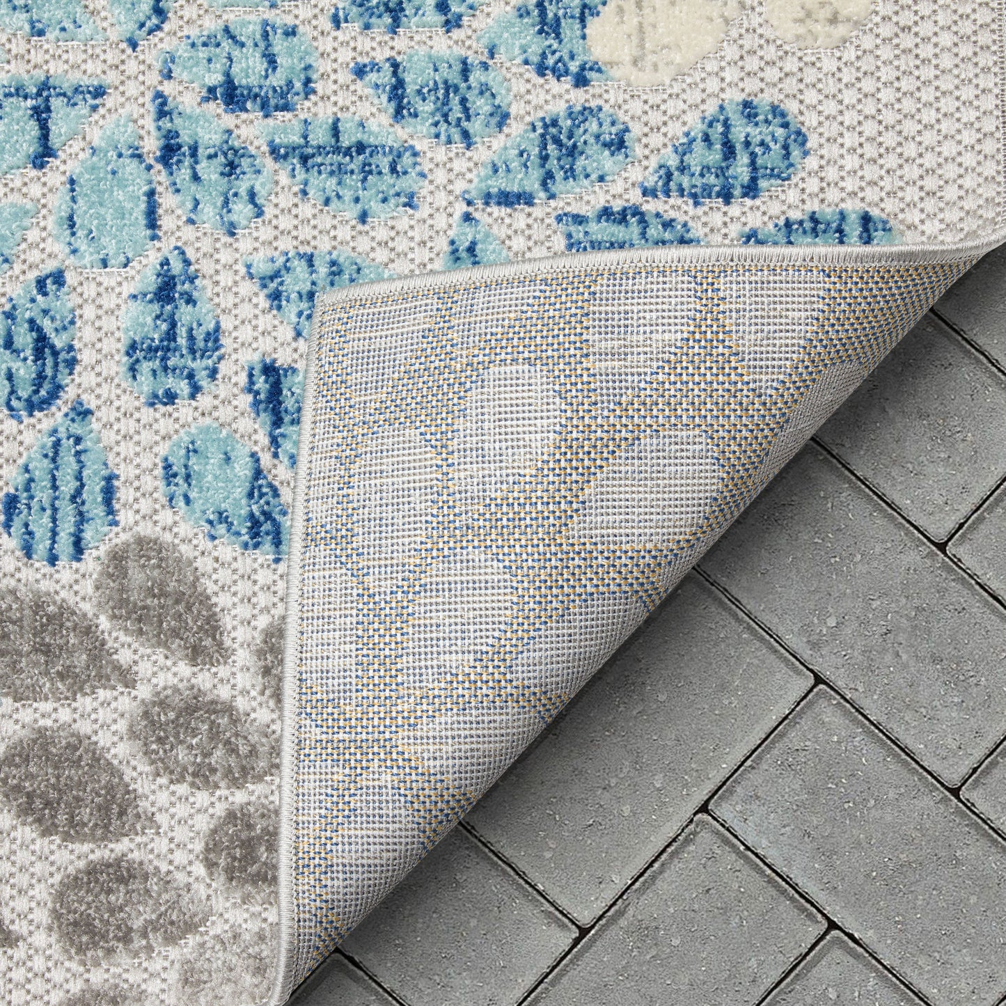 Senna Modern Floral Indoor/Outdoor Grey High-Low Rug DO-467