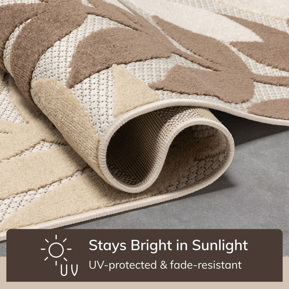 Mariah Modern Floral Indoor/Outdoor Ivory High-Low Rug DO-512