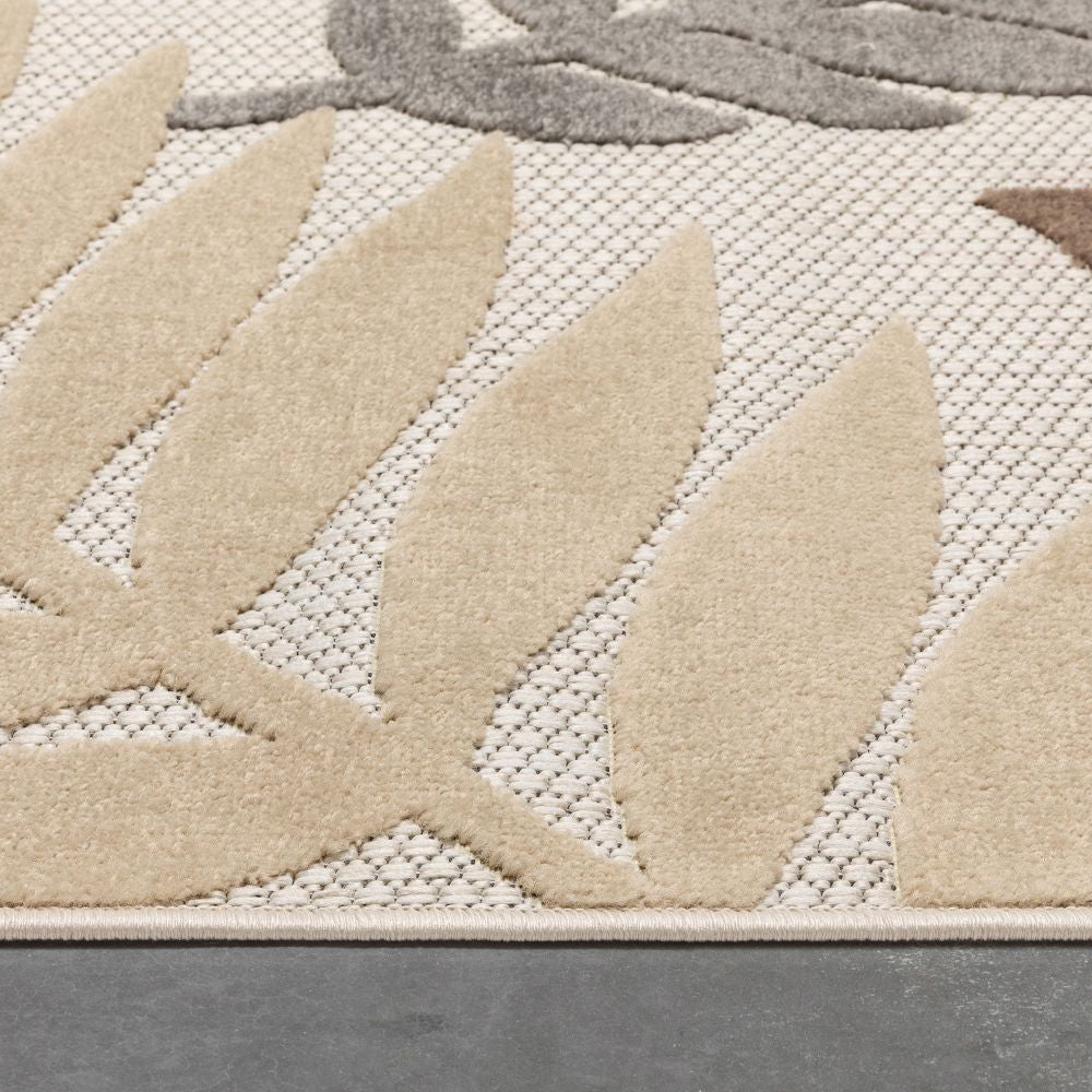 Mariah Modern Floral Indoor/Outdoor Ivory High-Low Rug DO-512