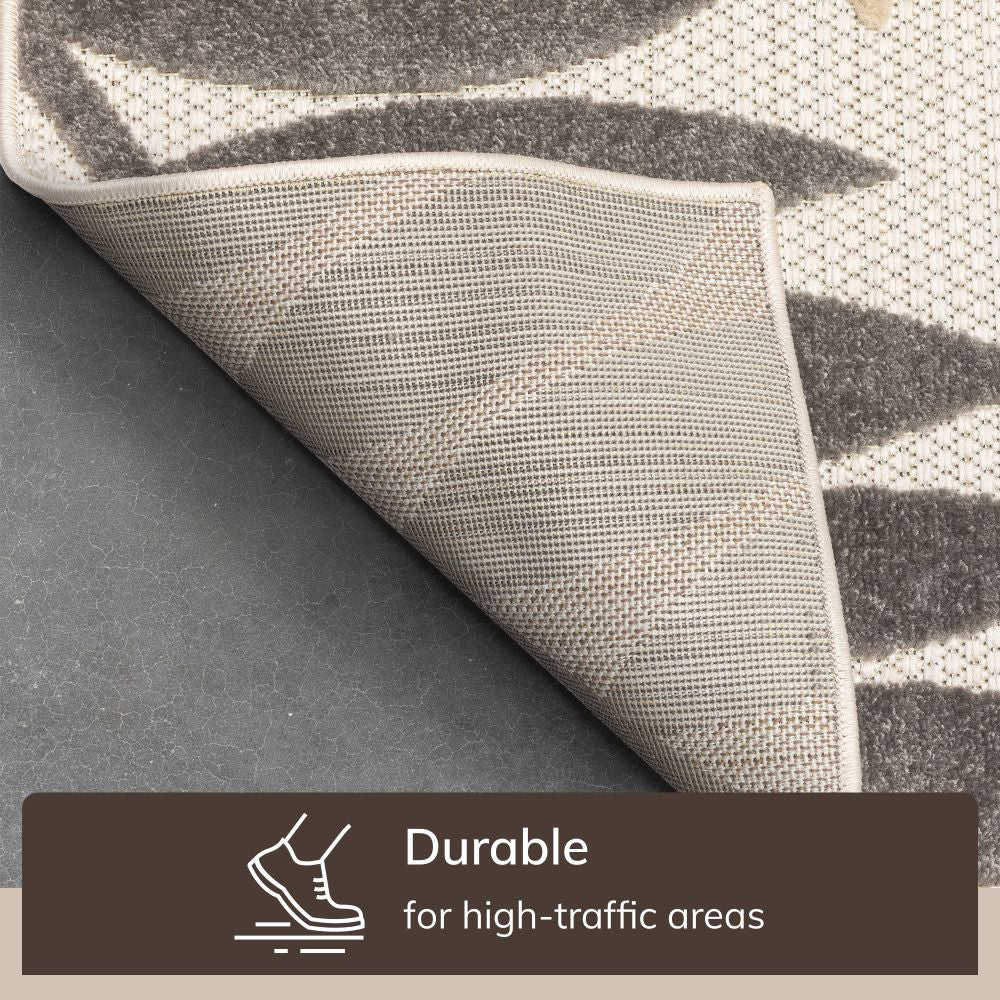 Mariah Modern Floral Indoor/Outdoor Ivory High-Low Rug DO-512