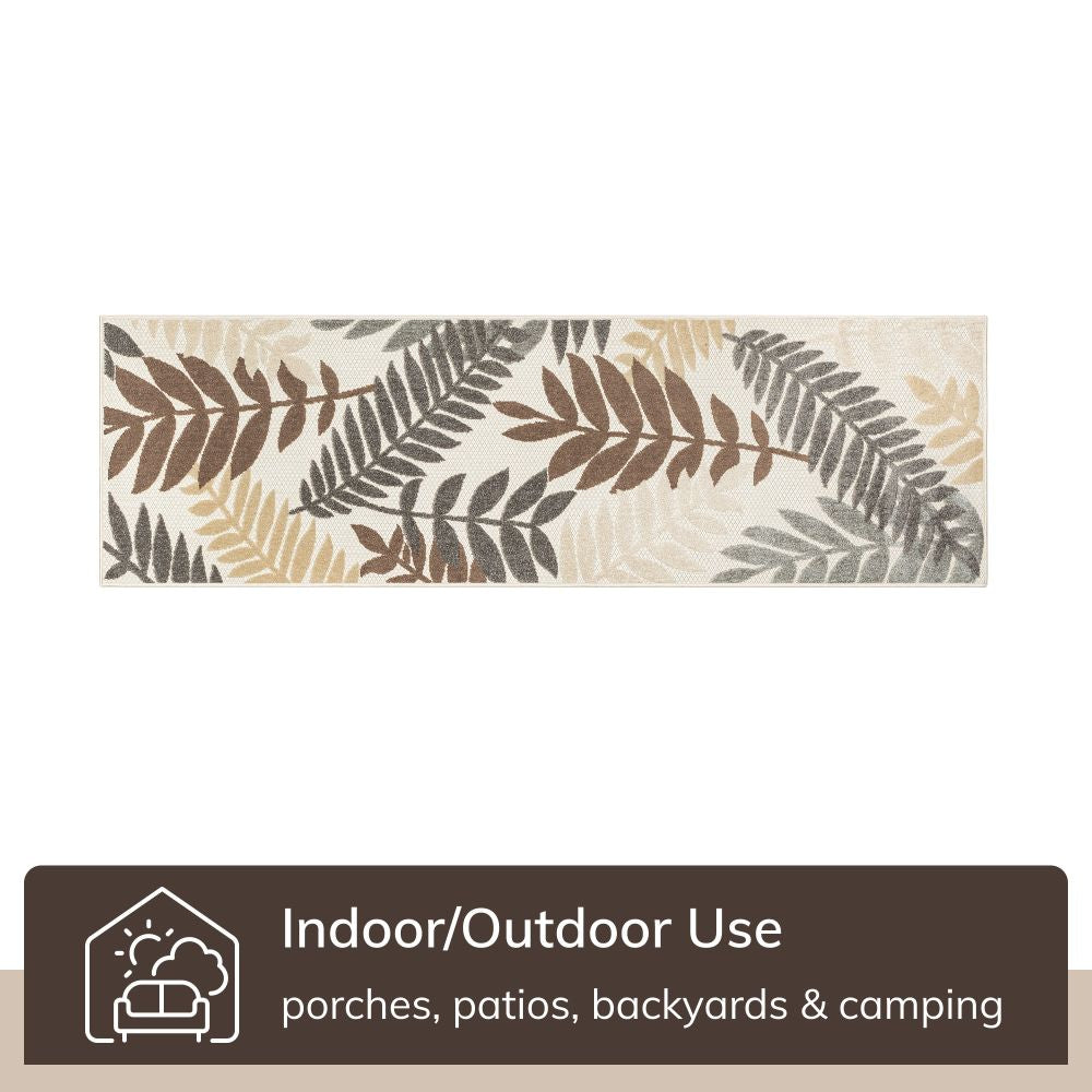 Mariah Modern Floral Indoor/Outdoor Ivory High-Low Rug DO-512