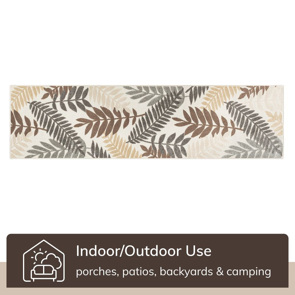 Mariah Modern Floral Indoor/Outdoor Ivory High-Low Rug DO-512