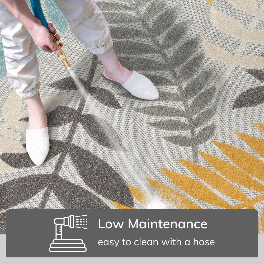 Mariah Grey Tropical Indoor Outdoor Rug DO-517