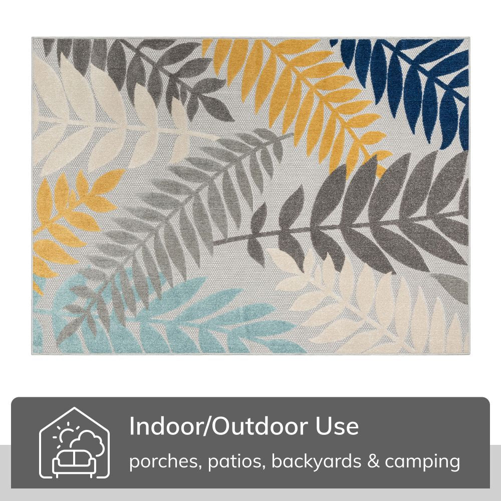 Mariah Grey Tropical Indoor Outdoor Rug DO-517