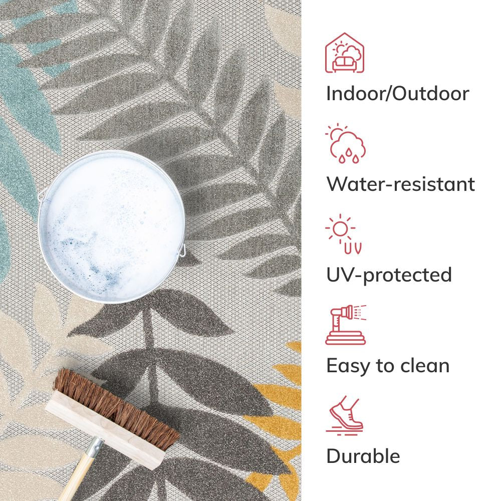 Mariah Grey Tropical Indoor Outdoor Rug DO-517