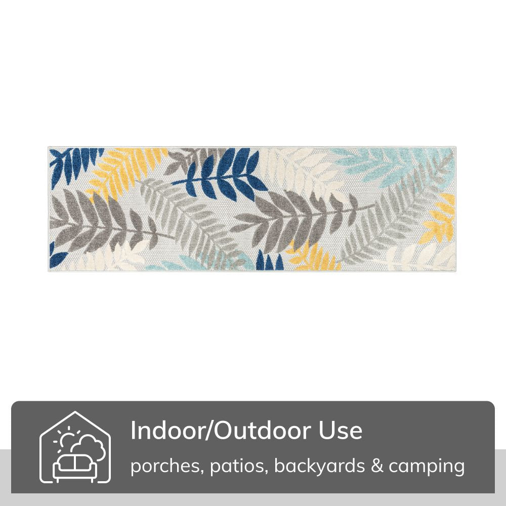 Mariah Grey Tropical Indoor Outdoor Rug DO-517