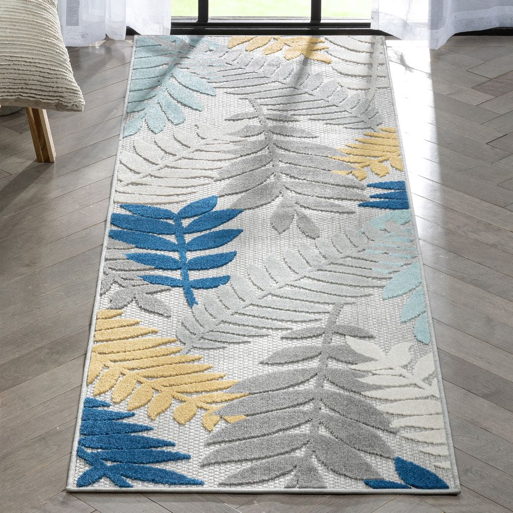 Mariah Grey Tropical Indoor Outdoor Rug DO-517
