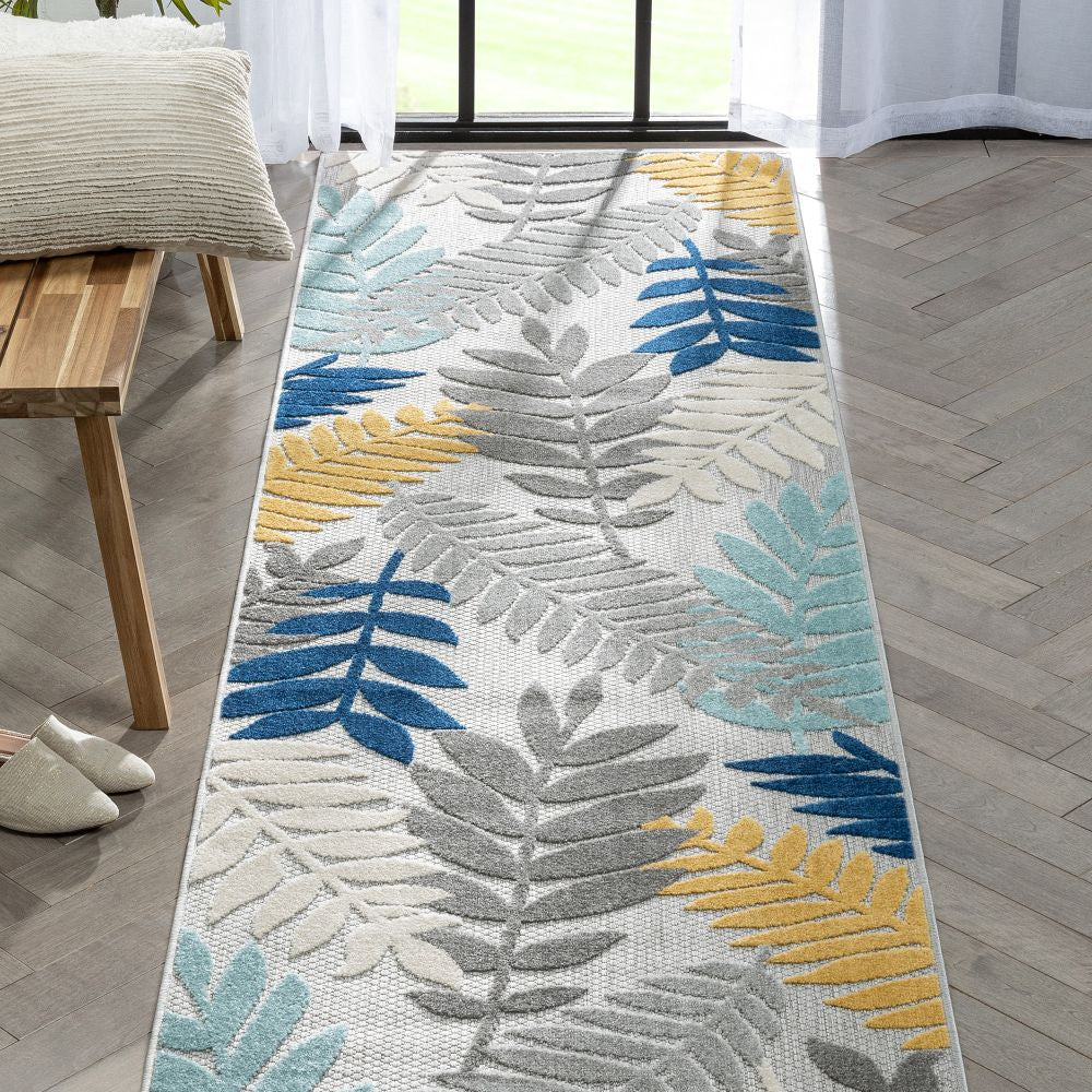 Mariah Grey Tropical Indoor Outdoor Rug DO-517