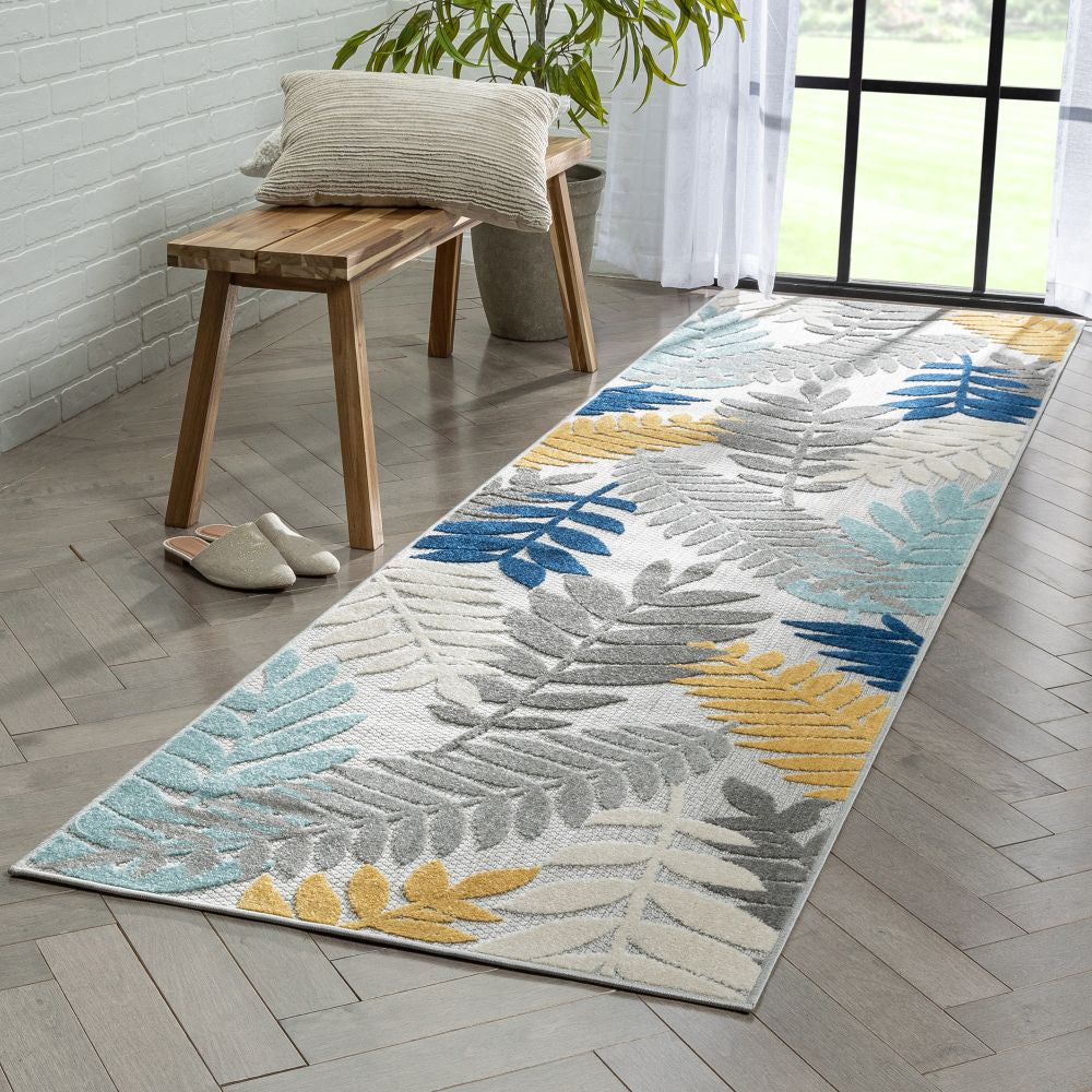 Mariah Grey Tropical Indoor Outdoor Rug DO-517