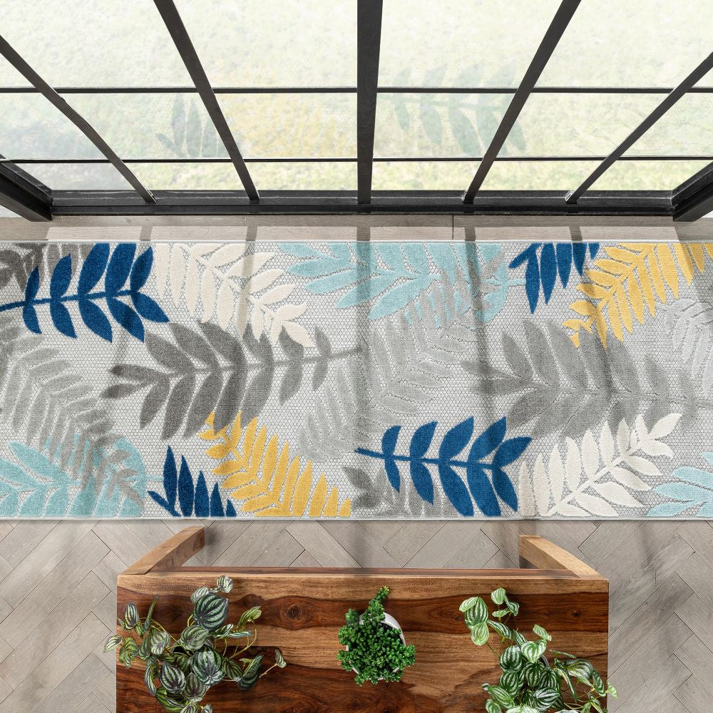 Mariah Grey Tropical Indoor Outdoor Rug DO-517