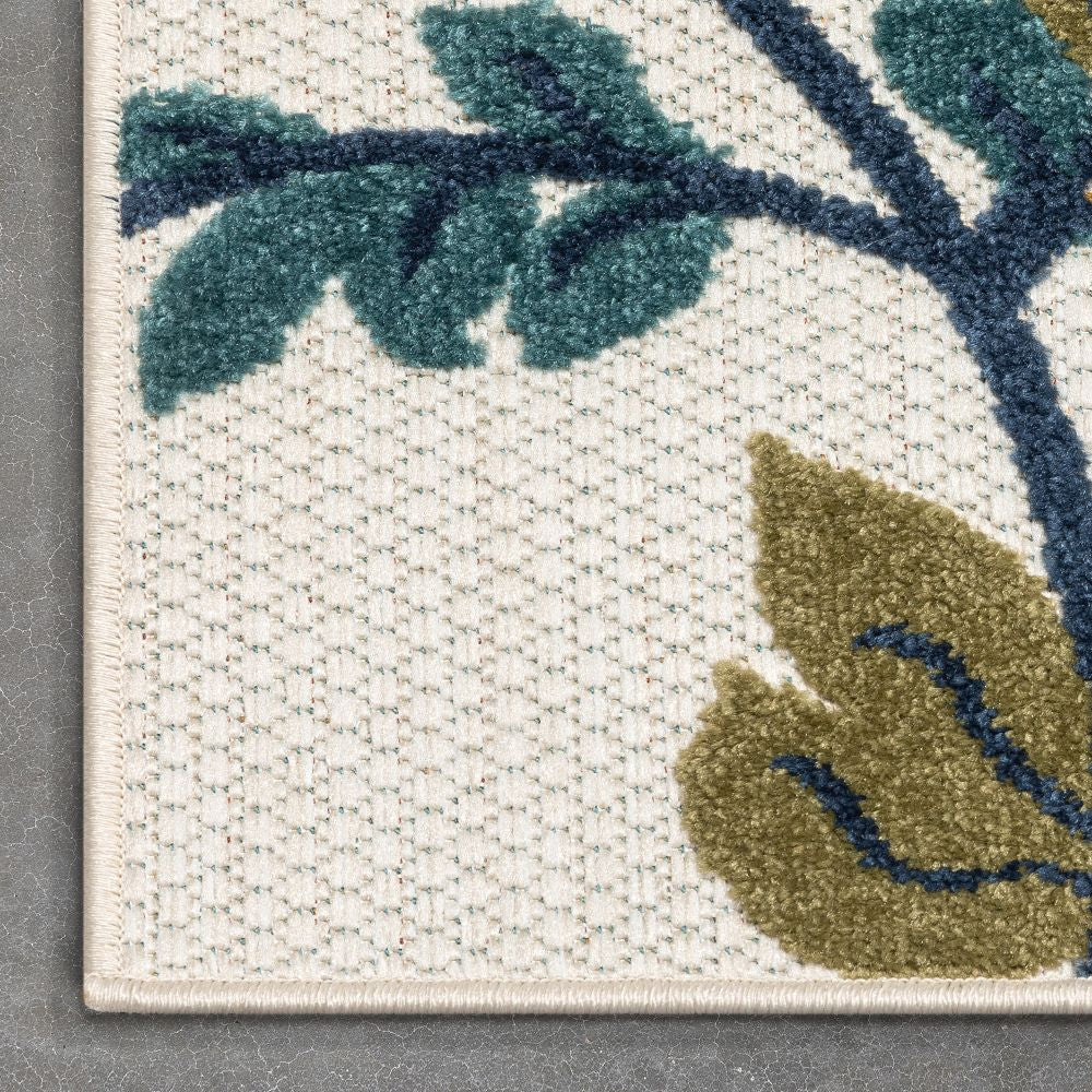 Neveh Beige Modern Floral Indoor Outdoor Rug DO-102