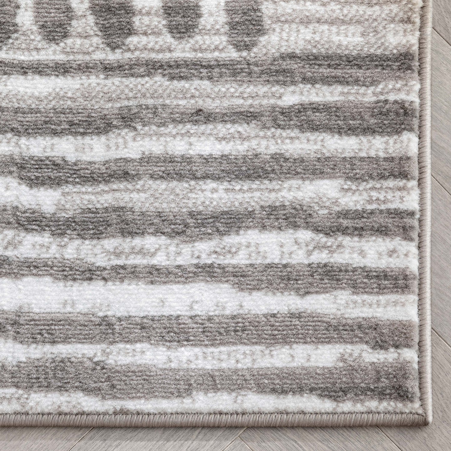 Aosta Tribal Diamond Pattern Ivory Grey Rug DU-132