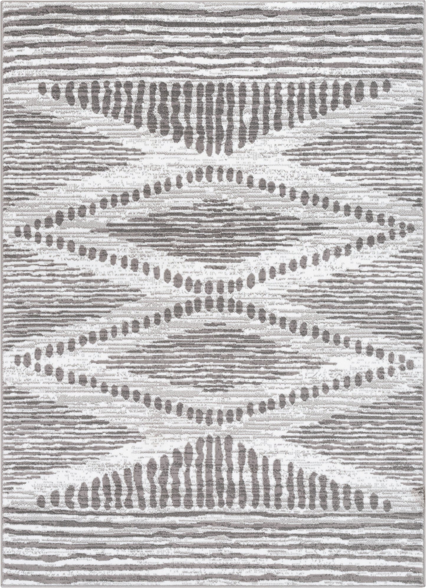 Aosta Tribal Diamond Pattern Ivory Grey Rug DU-132