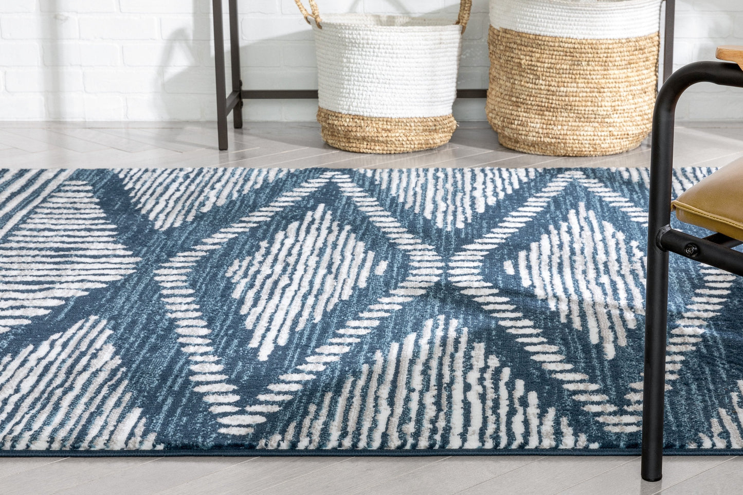 Aosta Tribal Diamond Pattern Blue Rug DU-134