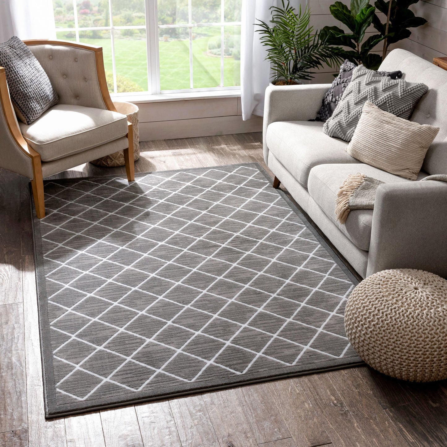 Moto Moroccan Lattice Trellis Grey Rug DU-58