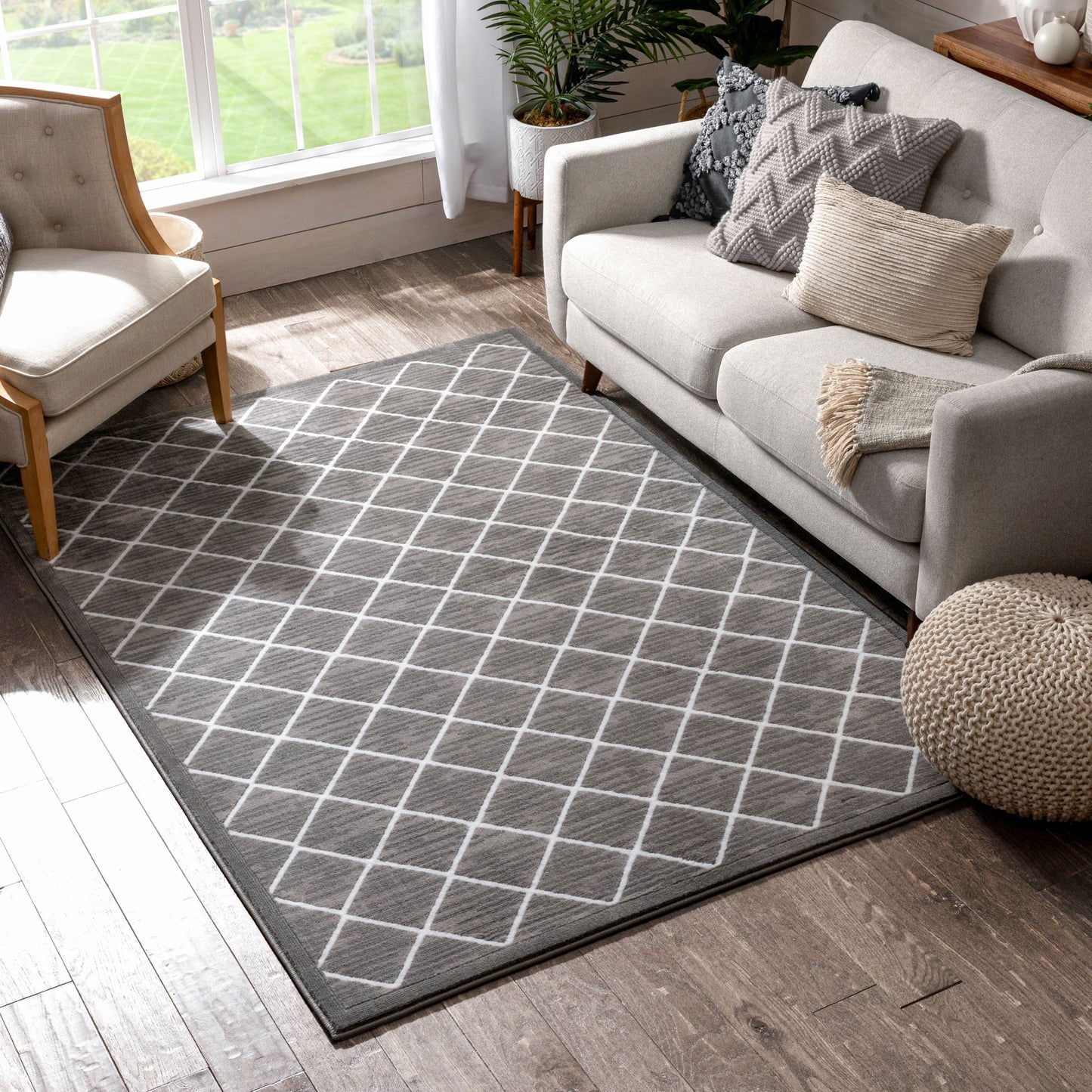 Moto Moroccan Lattice Trellis Grey Rug DU-58