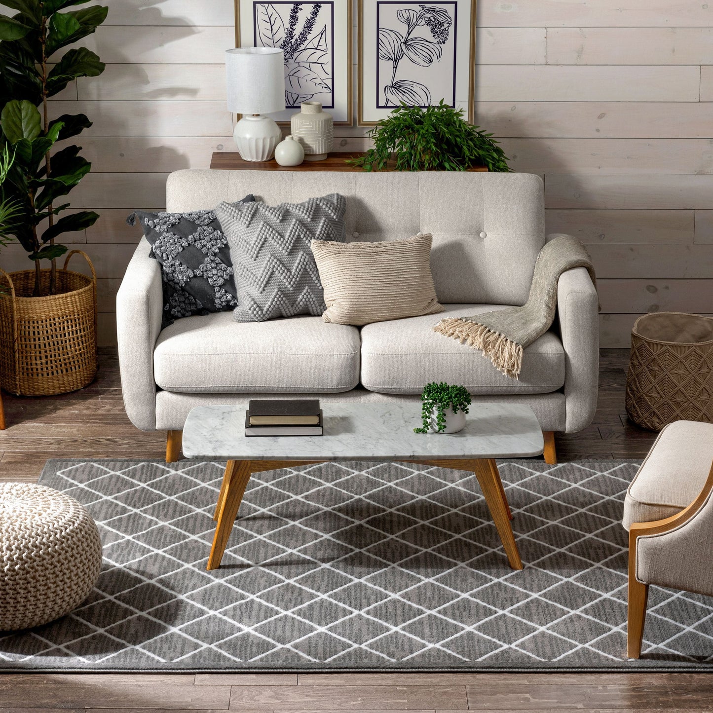 Moto Moroccan Lattice Trellis Grey Rug DU-58