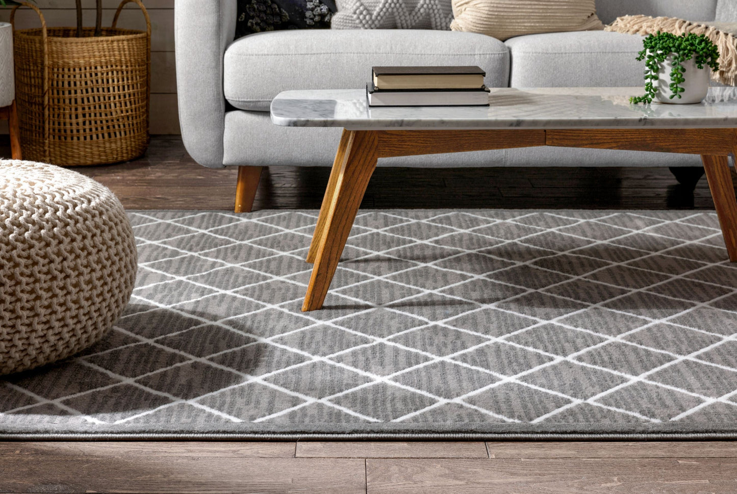 Moto Moroccan Lattice Trellis Grey Rug DU-58