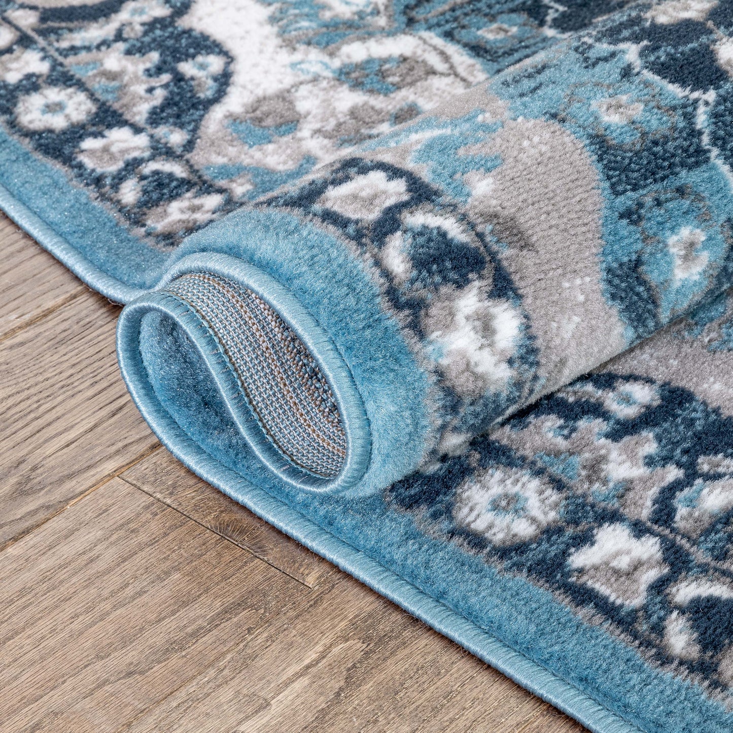 Granada Transitional Oriental Medallion Pattern Blue Rug DU-84