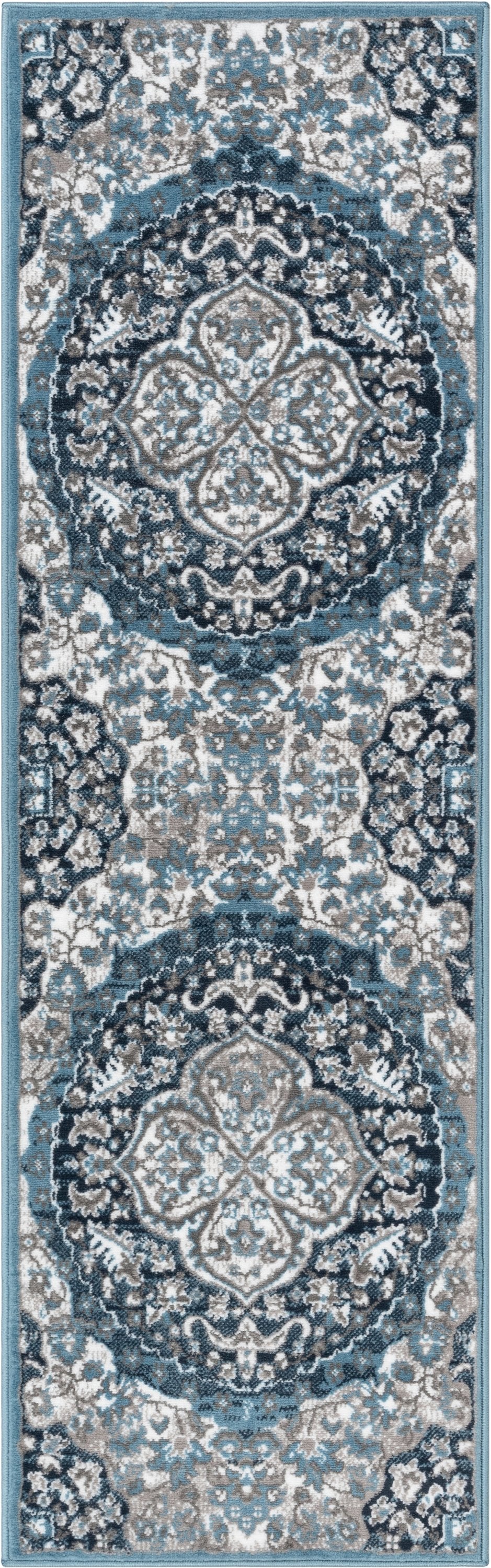 Granada Transitional Oriental Medallion Pattern Blue Rug DU-84