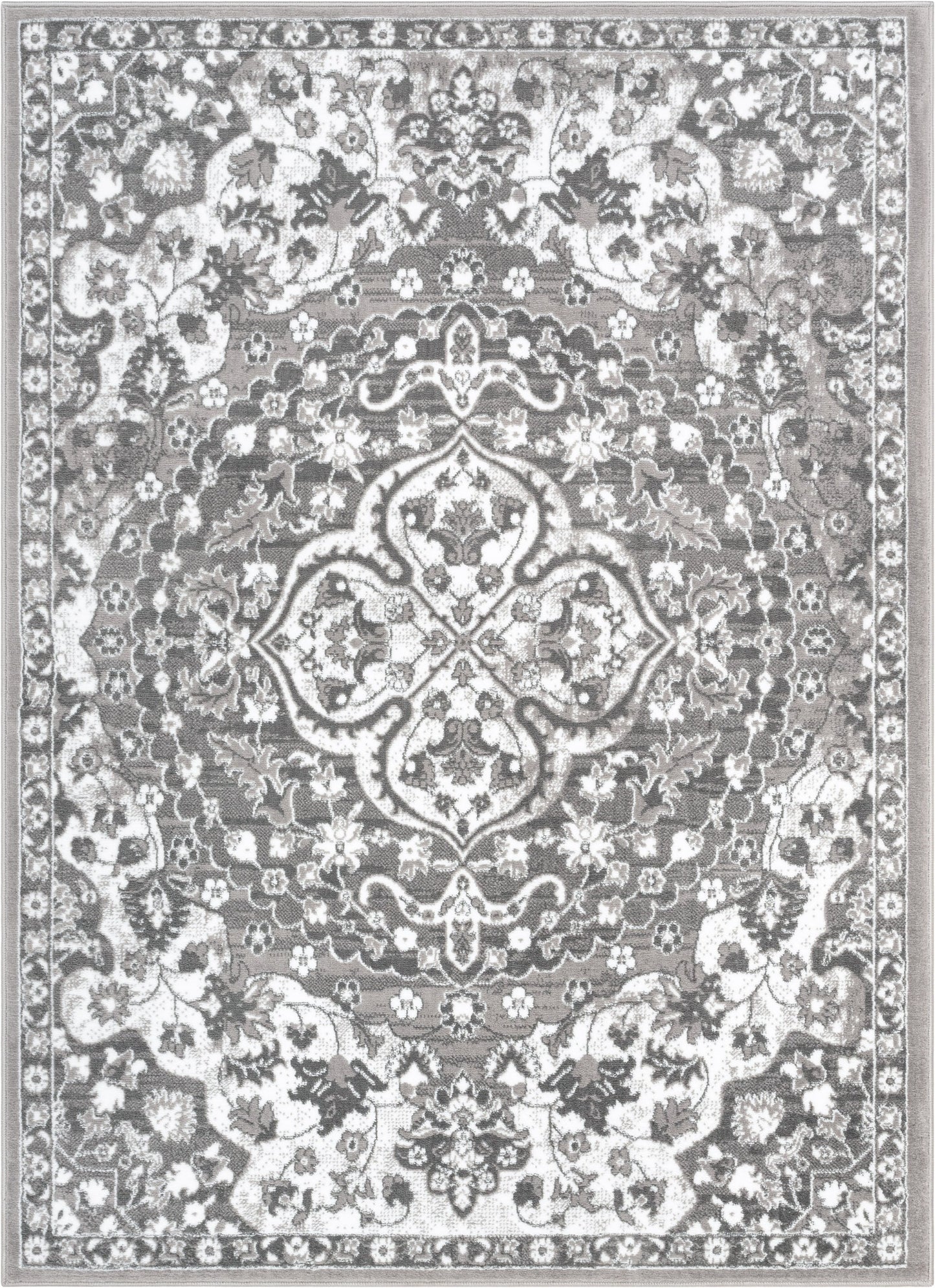 Granada Transitional Oriental Medallion Pattern Grey Rug DU-87
