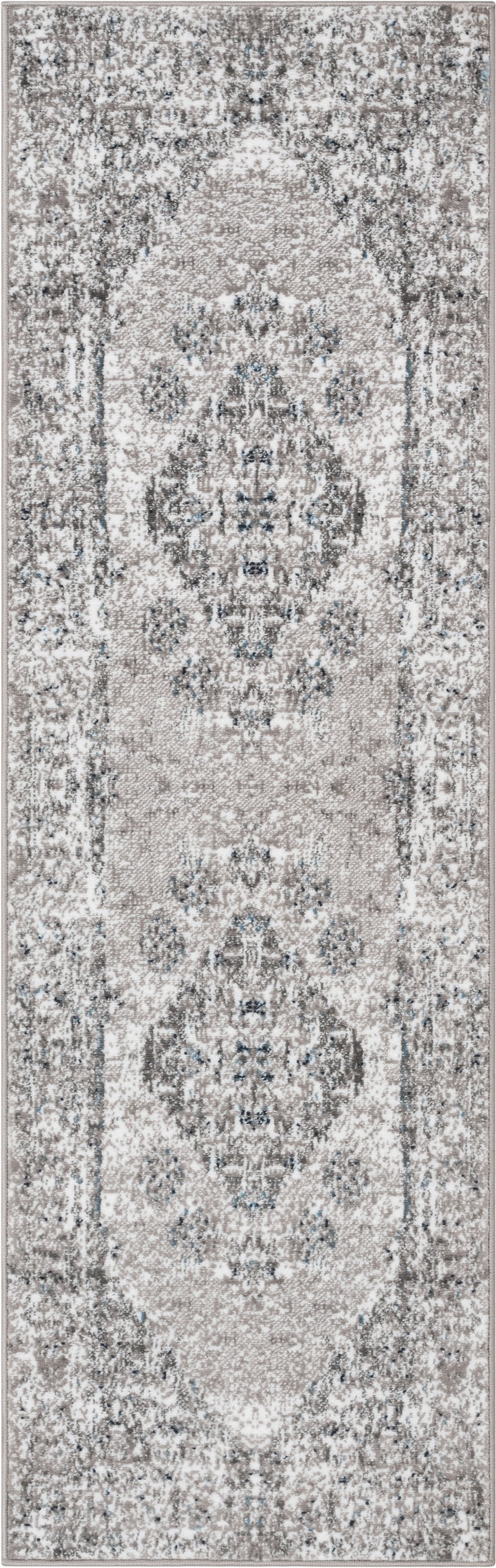 Trieste Vintage Floral Medallion Pattern Ivory Grey Rug DU-92