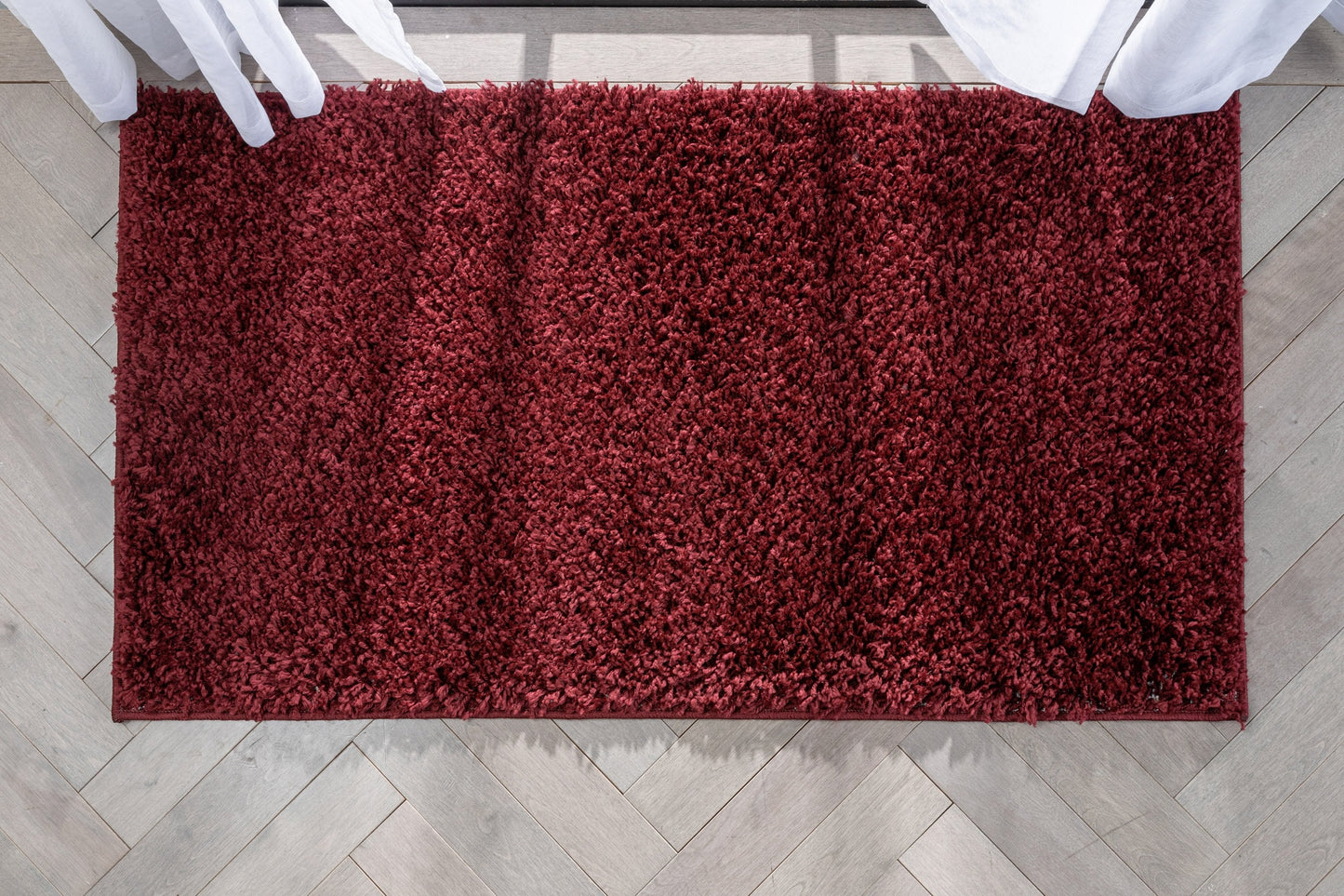 Emerson Modern Solid Deep Red Thick & Soft Shag Rug ELL-10